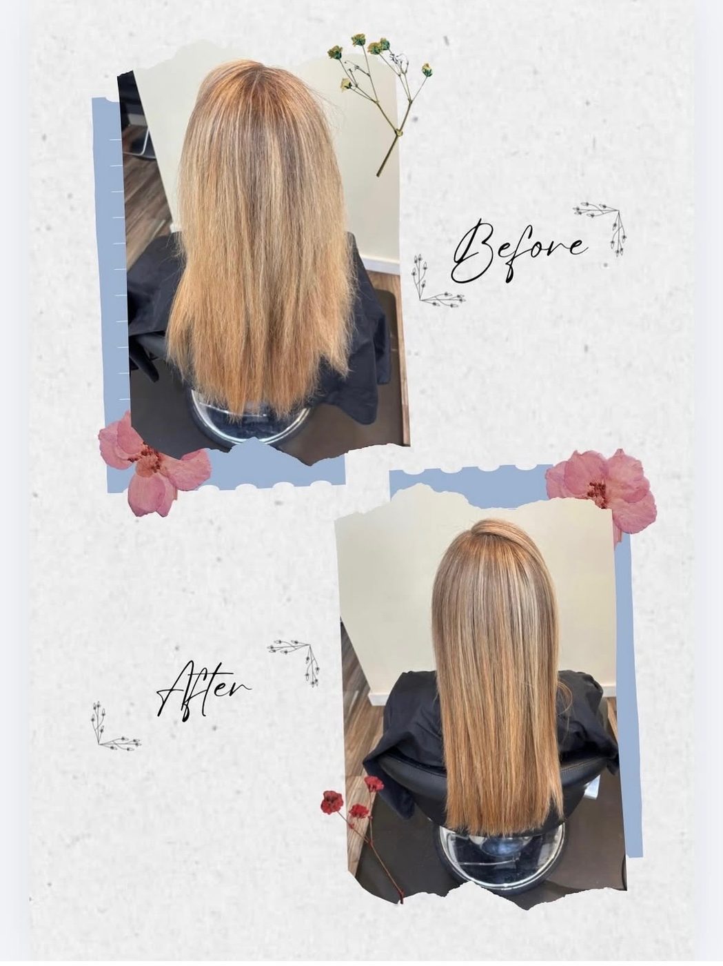 Blonde before-and-after color and cut by All Smoke & Mirrors, Haddonfield NJ